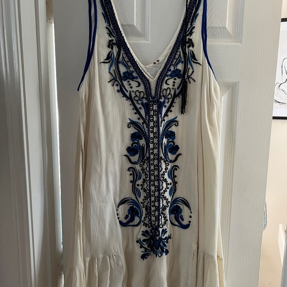 Free People embroidered beaded dress L,All Products : American Fashion Style Bags On Sale